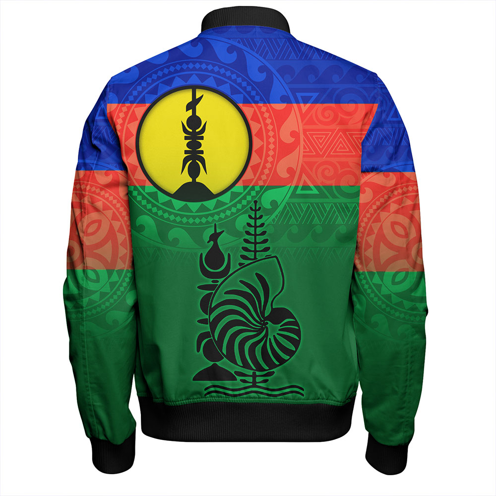 New Caledonia Bomber Jacket Flag Color With Traditional Patterns