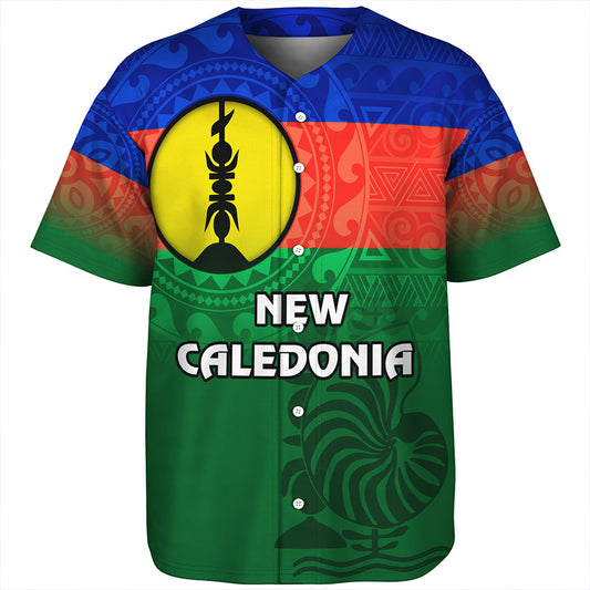 New Caledonia Baseball Shirt Flag Color With Traditional Patterns