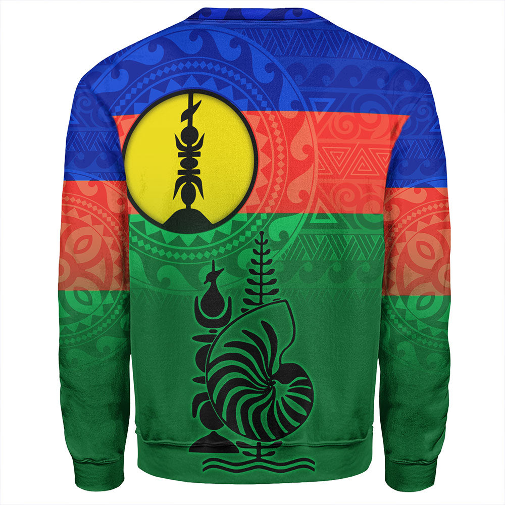 New Caledonia Sweatshirt Flag Color With Traditional Patterns