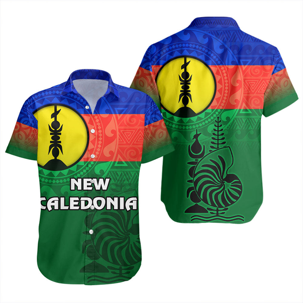 New Caledonia Short Sleeve Shirt Flag Color With Traditional Patterns
