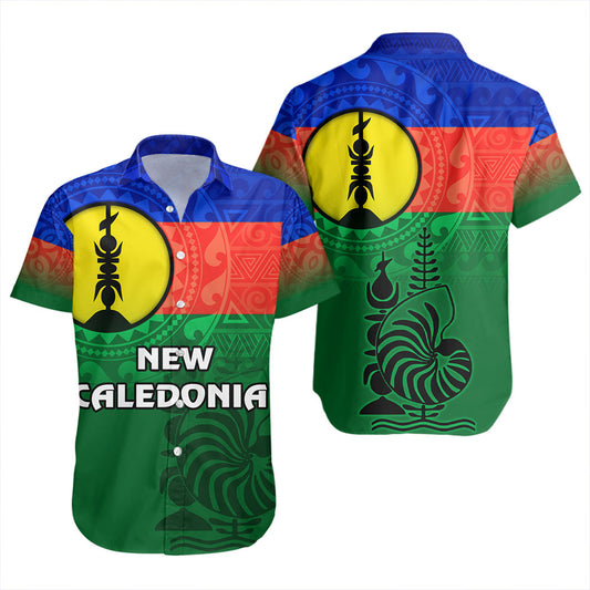 New Caledonia Short Sleeve Shirt Flag Color With Traditional Patterns