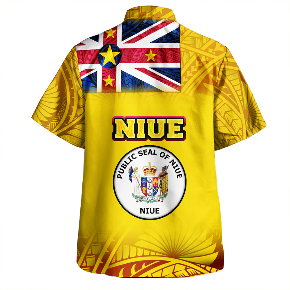Niue Hawaiian Shirt Flag Color With Traditional Patterns