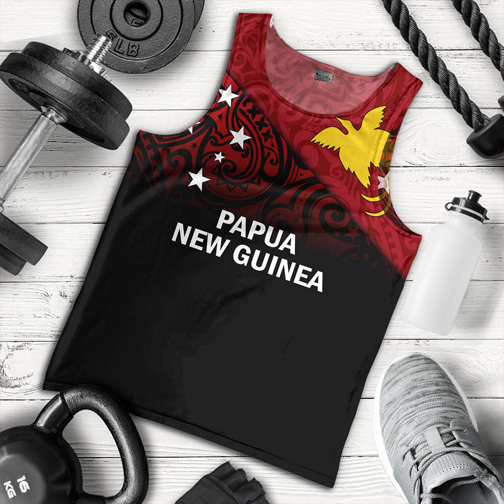 Papua New Guinea Tank Top - PNG Flag Color With Traditional Patterns