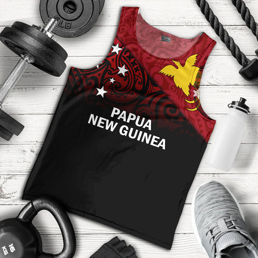Papua New Guinea Tank Top - PNG Flag Color With Traditional Patterns