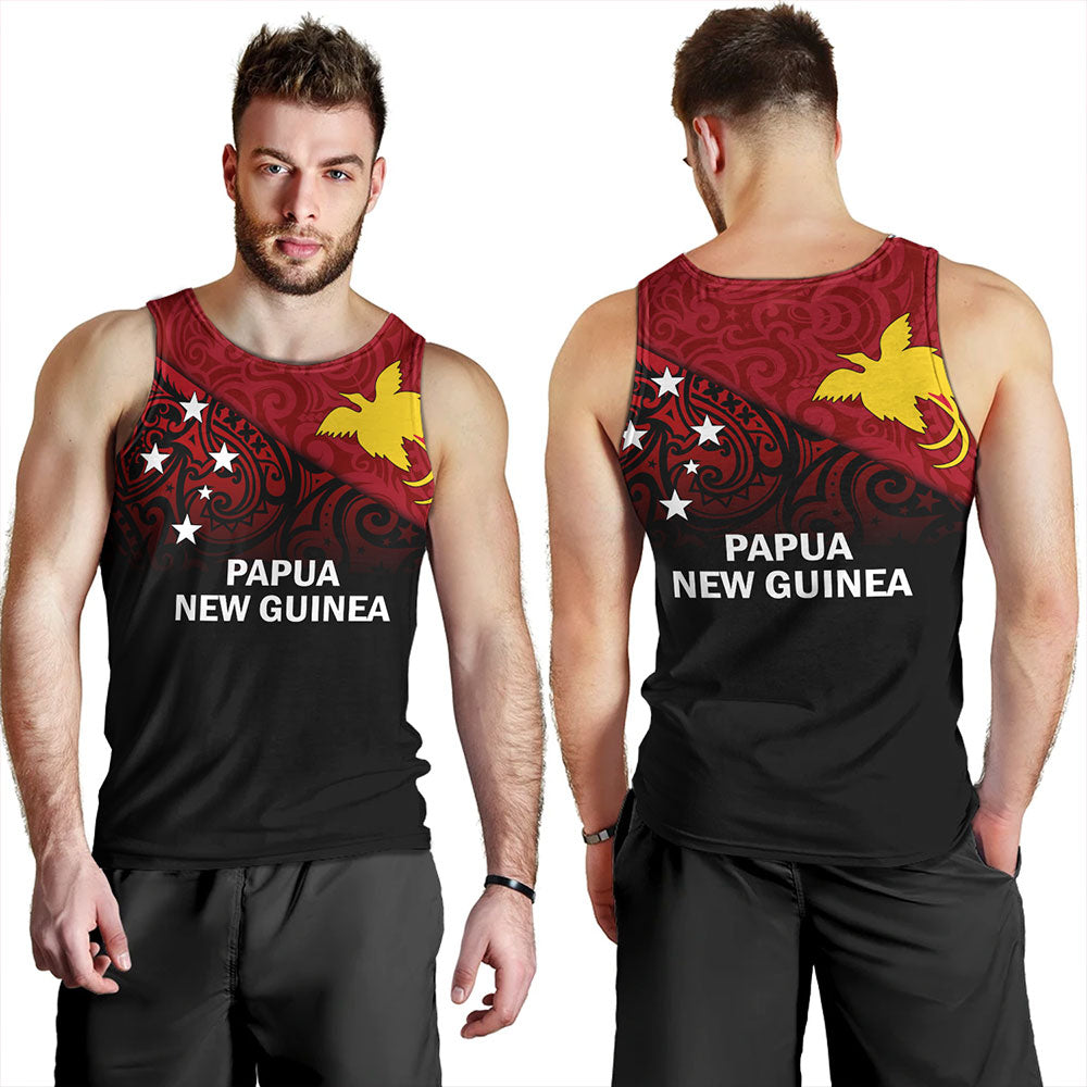 Papua New Guinea Tank Top - PNG Flag Color With Traditional Patterns
