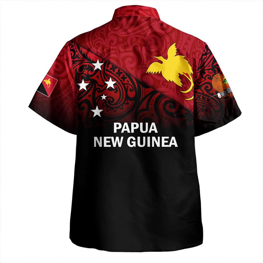 Papua New Guinea Hawaiian Shirt - PNG Flag Color With Traditional Patterns