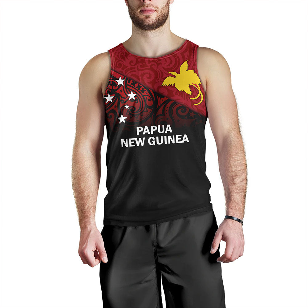 Papua New Guinea Tank Top - PNG Flag Color With Traditional Patterns