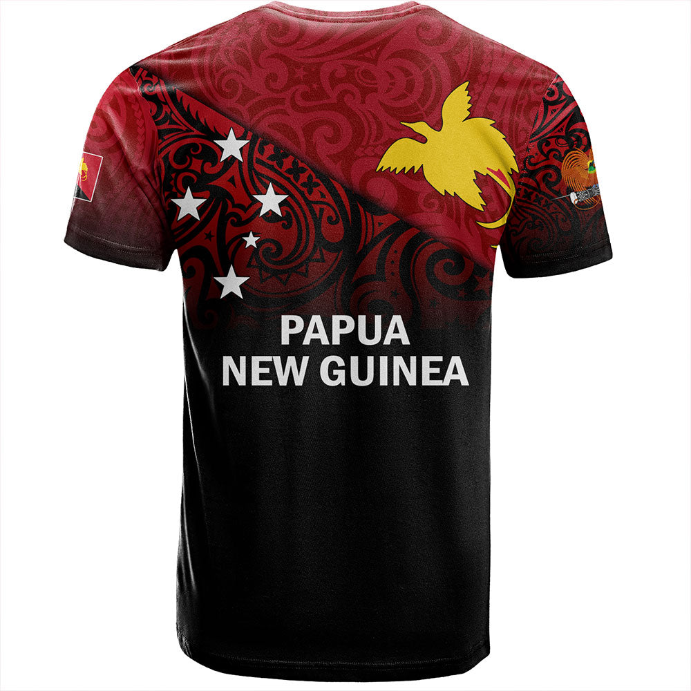 Papua New Guinea T-Shirt - PNG Flag Color With Traditional Patterns