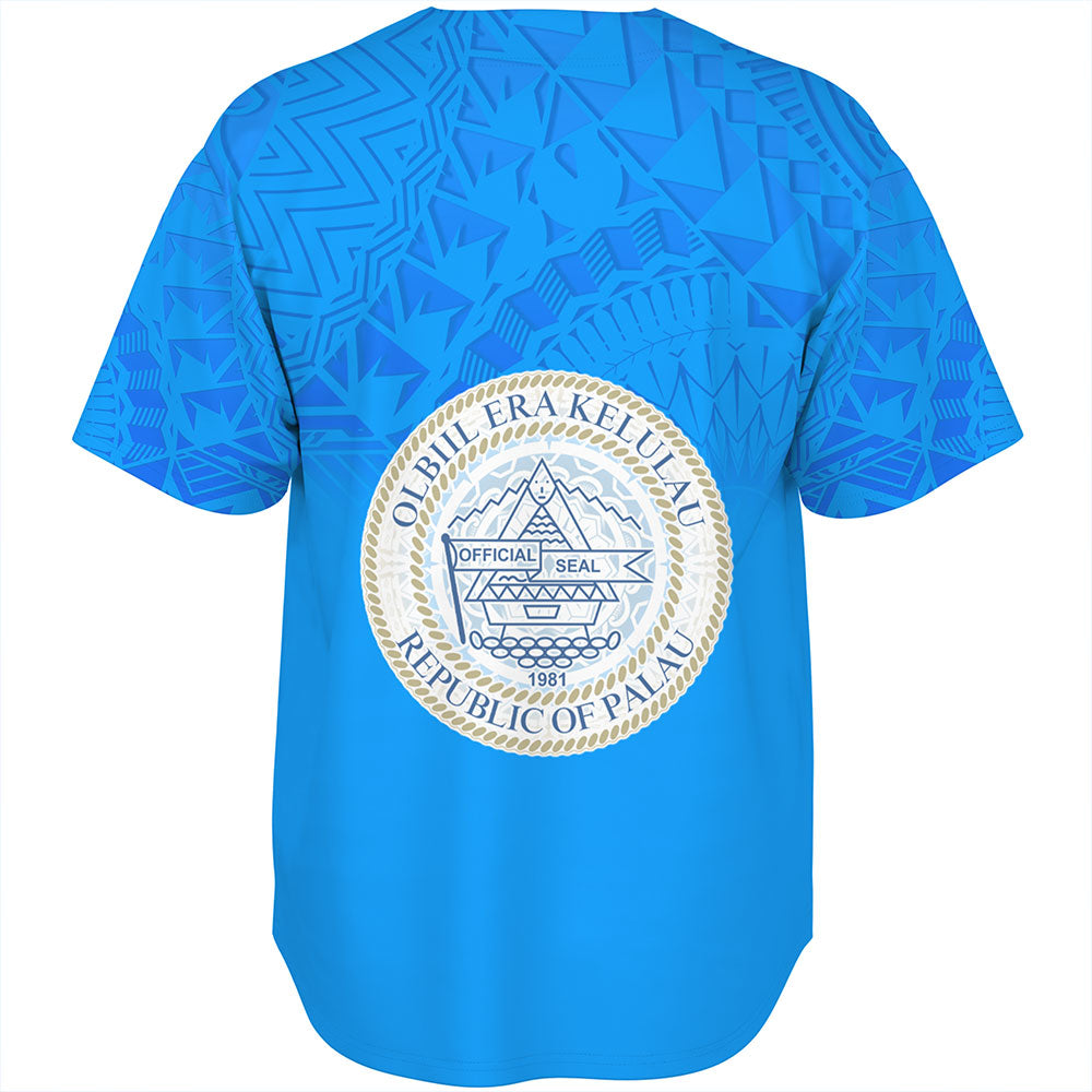 Palau Baseball Shirt Flag Color With Traditional Patterns