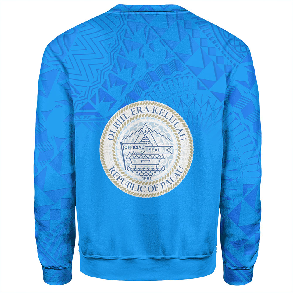 Palau Sweatshirt Flag Color With Traditional Patterns