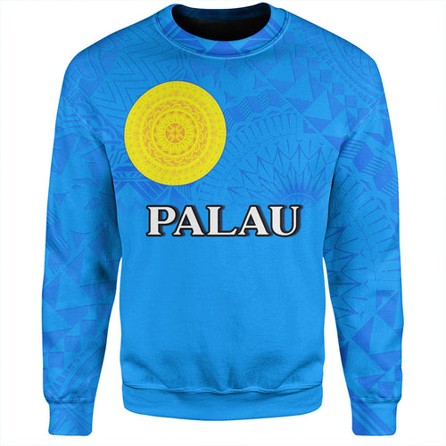 Palau Sweatshirt Flag Color With Traditional Patterns