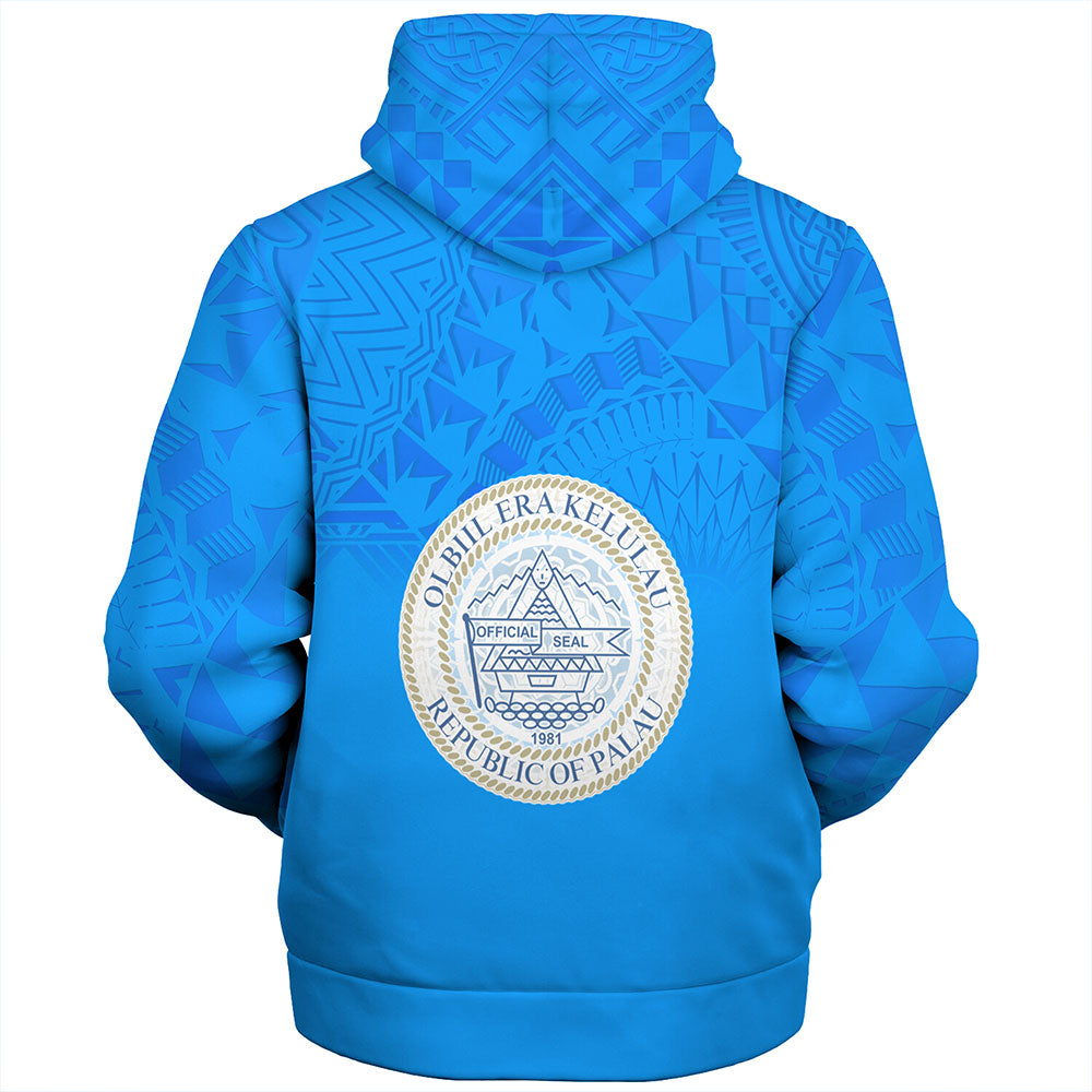 Palau Sherpa Hoodie Flag Color With Traditional Patterns
