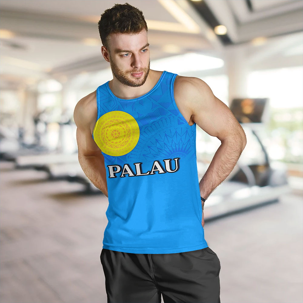 Palau Tank Top Flag Color With Traditional Patterns
