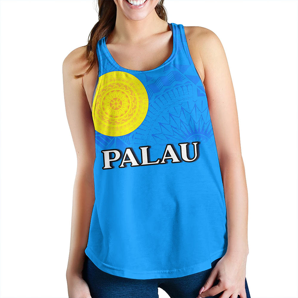 Palau Women Tank Flag Color With Traditional Patterns