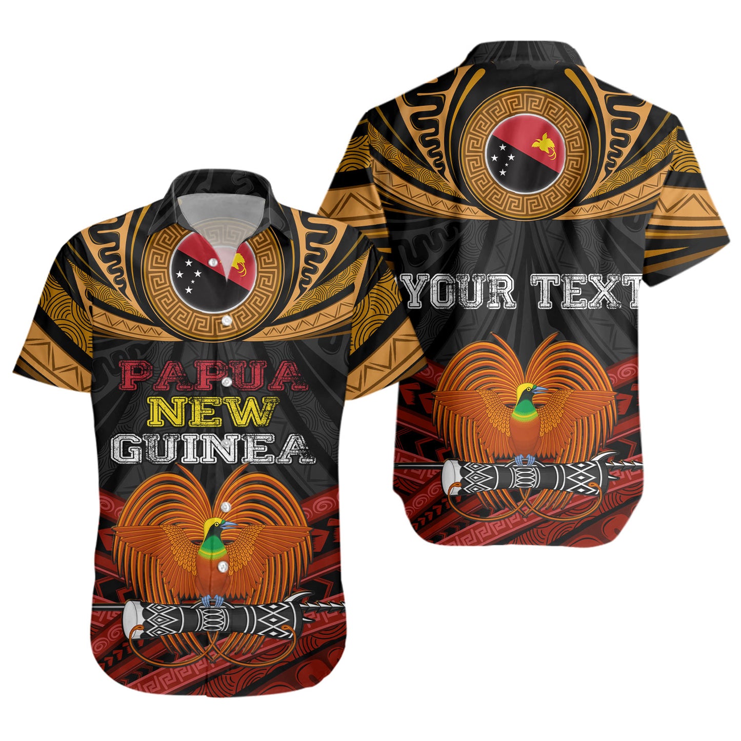 Papua New Guinea Custom Personalised Short Sleeve Shirt Papua New Guinea Fabric Pattern Design