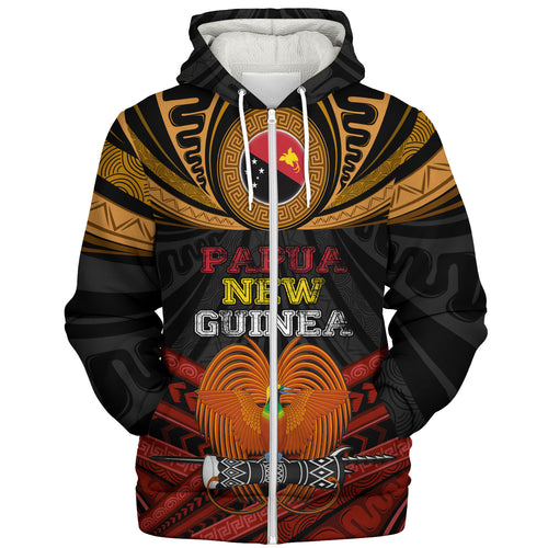 Papua New Guinea Custom Personalised Sherpa Hoodie Papua New Guinea Fabric Pattern Design
