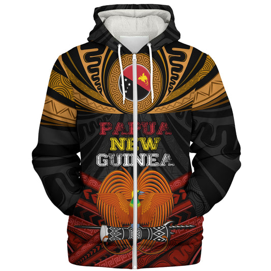 Papua New Guinea Custom Personalised Sherpa Hoodie Papua New Guinea Fabric Pattern Design