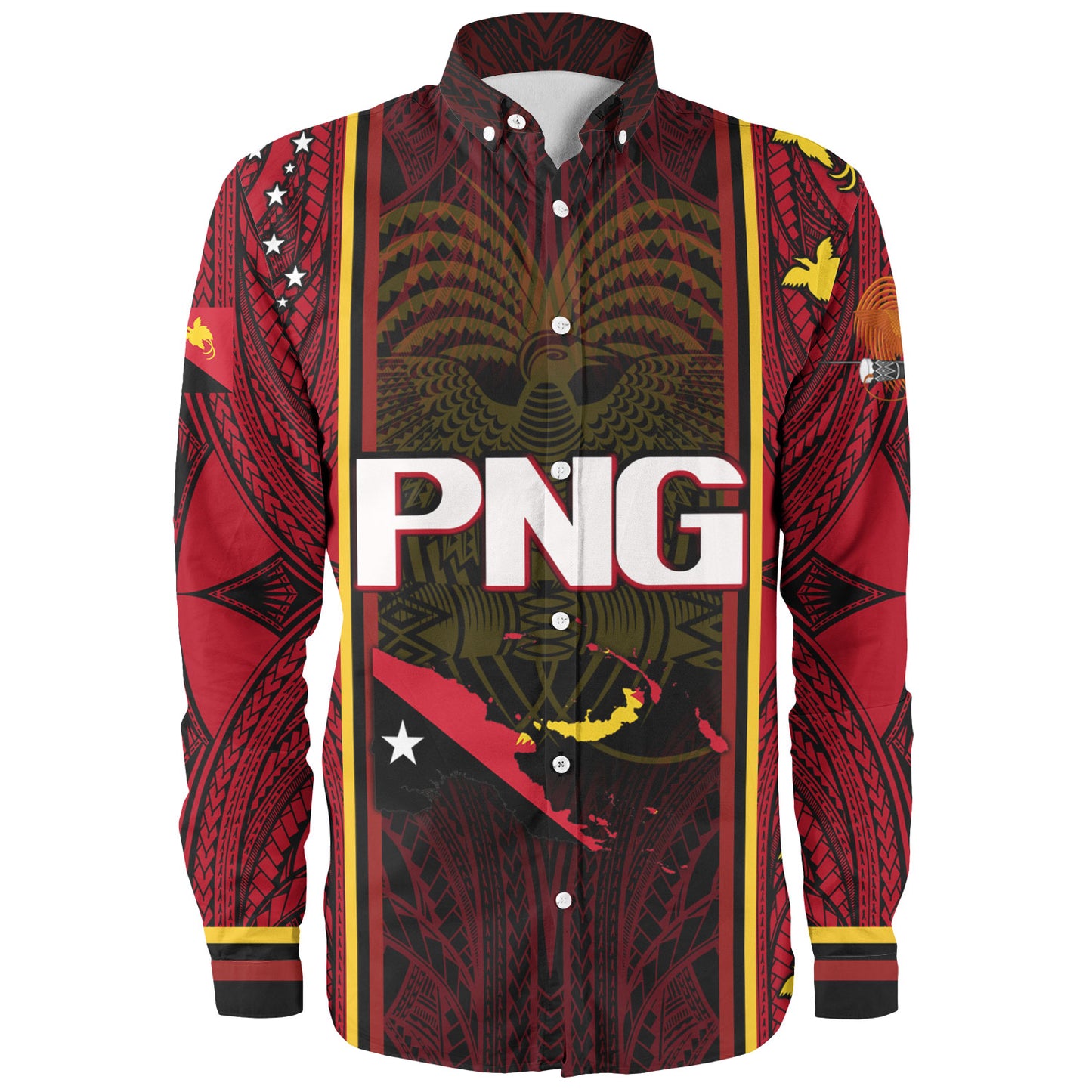 Papua New Guinea Custom Personalised Long Sleeve Shirt Seal And Map Tribal Traditional Patterns