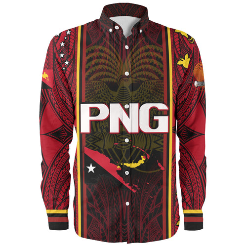 Papua New Guinea Custom Personalised Long Sleeve Shirt Seal And Map Tribal Traditional Patterns