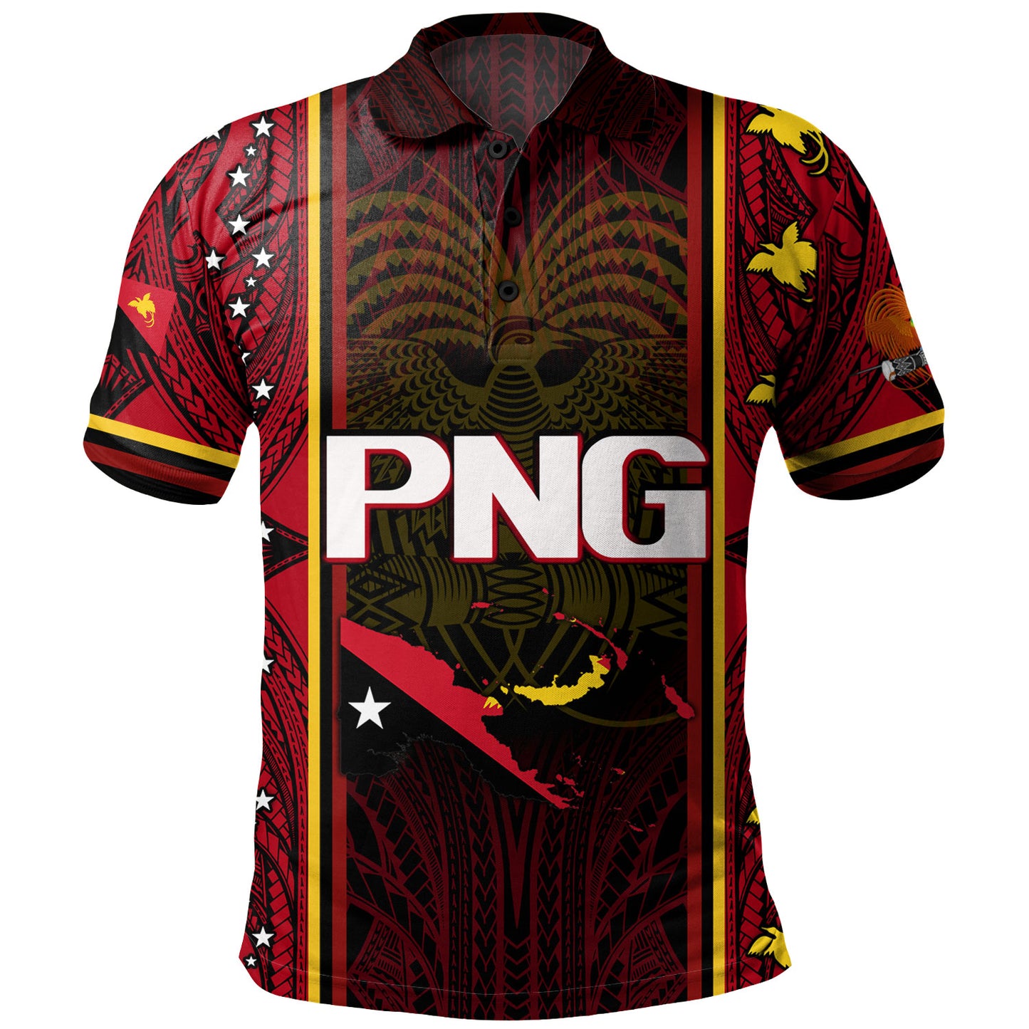 Papua New Guinea Custom Personalised Polo Shirt Seal And Map Tribal Traditional Patterns