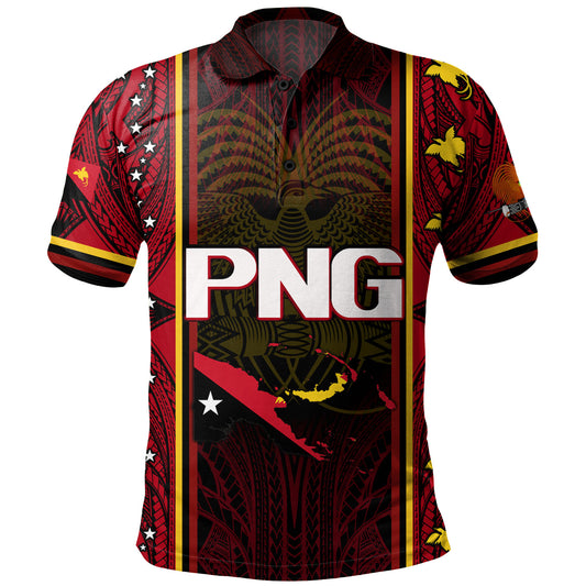 Papua New Guinea Custom Personalised Polo Shirt Seal And Map Tribal Traditional Patterns