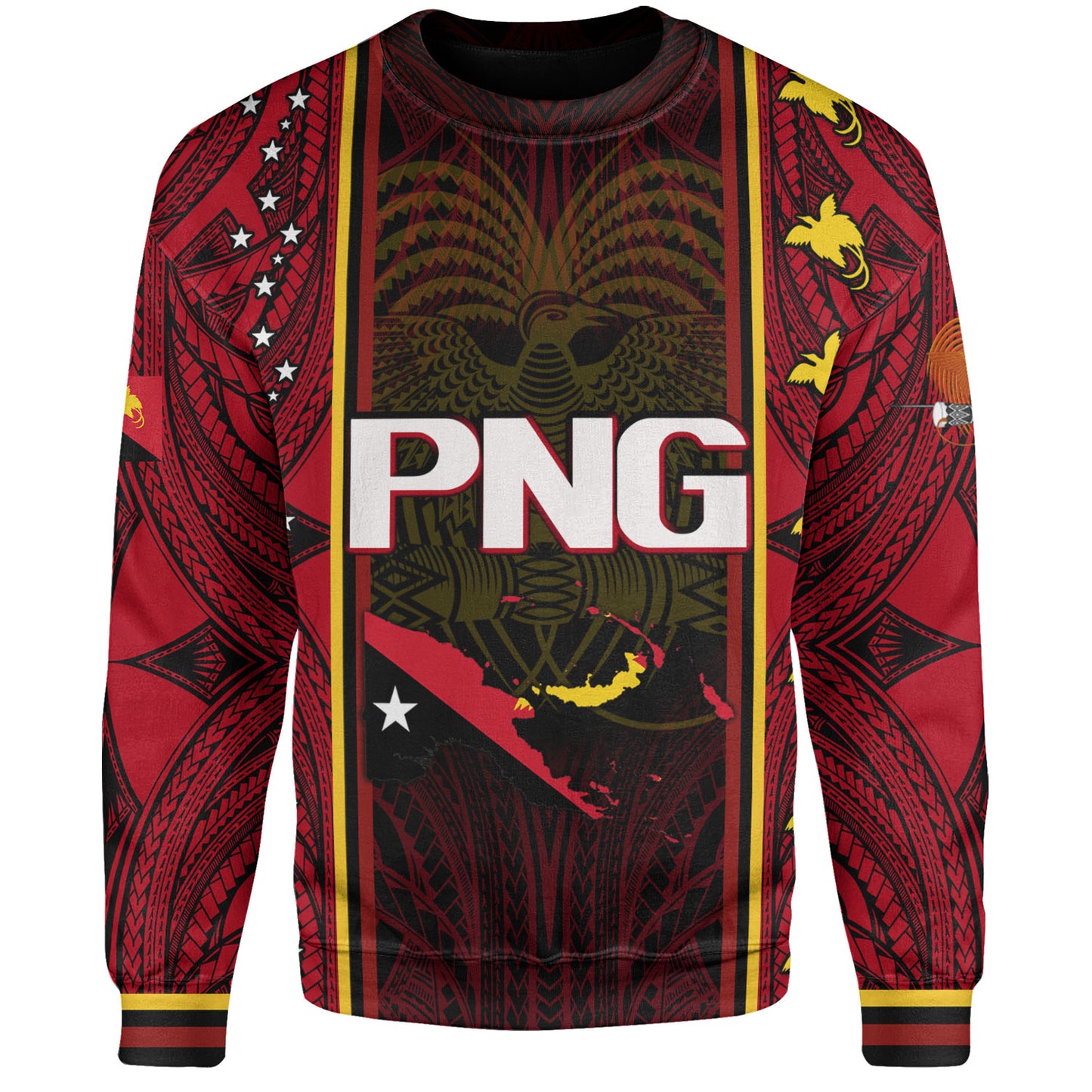 Papua New Guinea Custom Personalised Sweatshirt Seal And Map Tribal Traditional Patterns