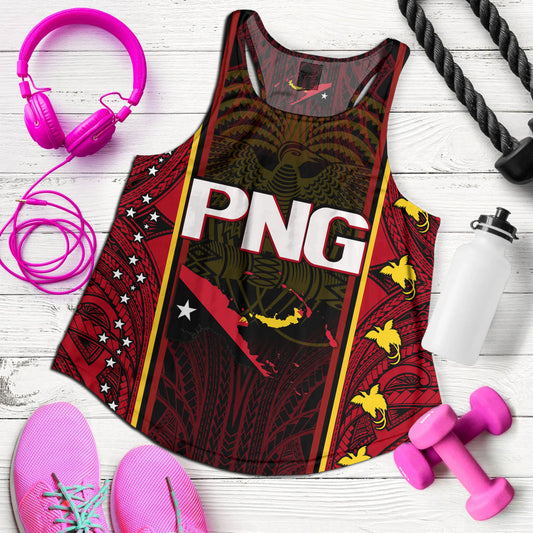 Papua New Guinea Custom Personalised Women Tank Seal And Map Tribal Traditional Patterns