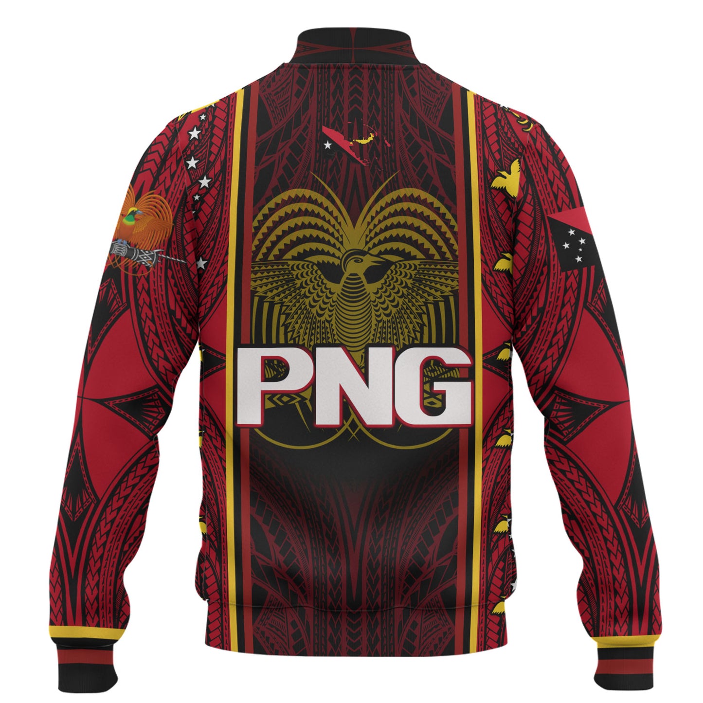 Papua New Guinea Custom Personalised Baseball Jacket Seal And Map Tribal Traditional Patterns