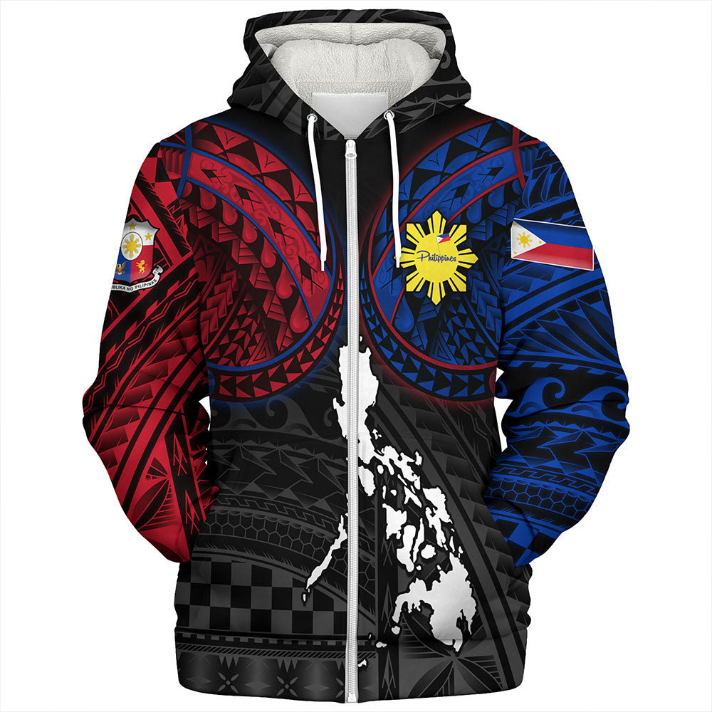 Philippines Sherpa Hoodie - Philippines Half Sleeve Tattoo Patterns Style