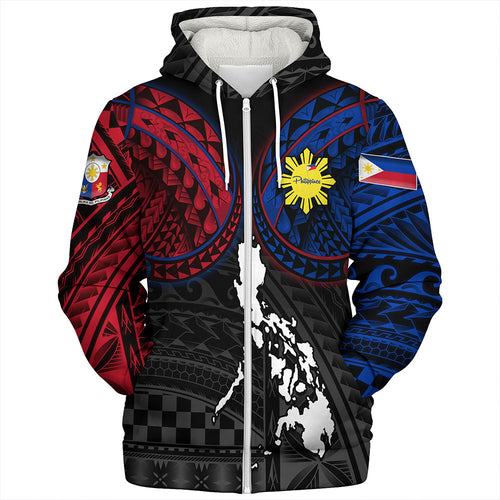 Philippines Sherpa Hoodie - Philippines Half Sleeve Tattoo Patterns Style
