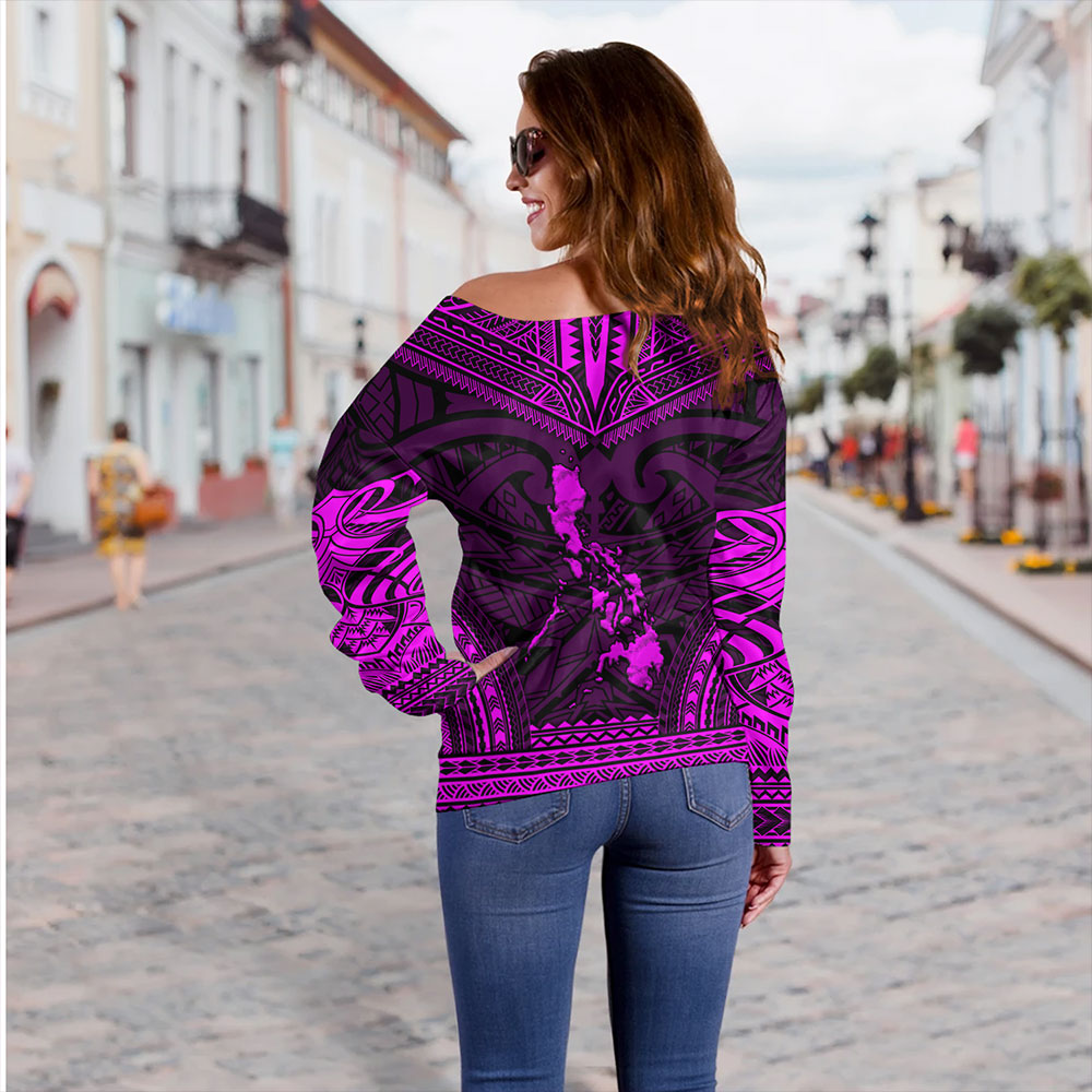 Philippines Off Shoulder Sweatshirt - Philippines Cheif Tattoo Patterns Style