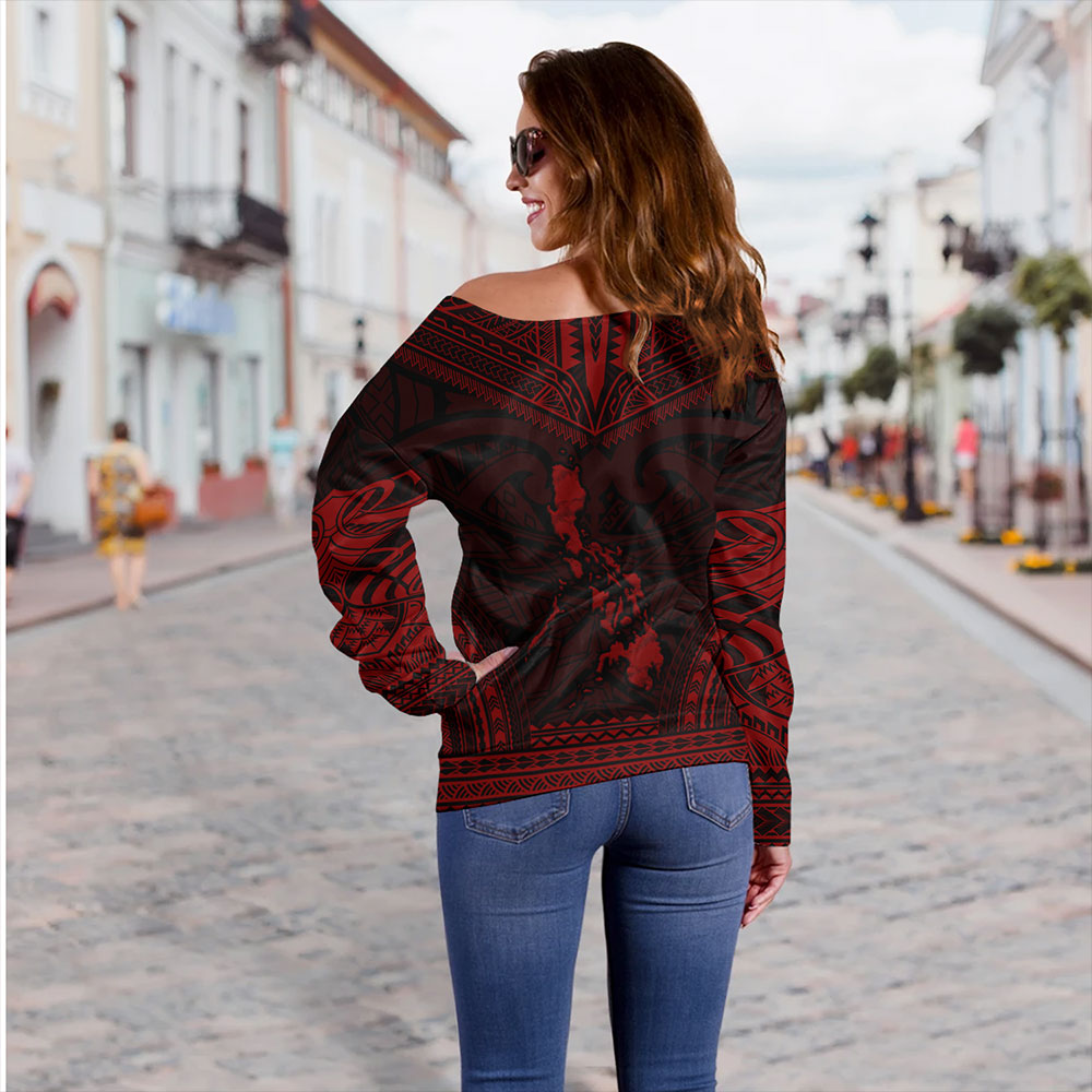 Philippines Off Shoulder Sweatshirt - Philippines Cheif Tattoo Patterns Style