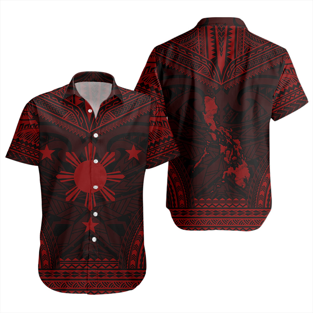 Philippines Short Sleeve Shirt - Philippines Cheif Tattoo Patterns Style