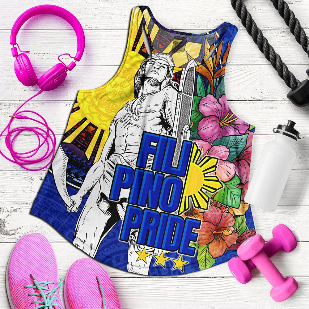 Philippines Filipinos Women Tank Lapu-lapu Hero With Philippines Flowers Style