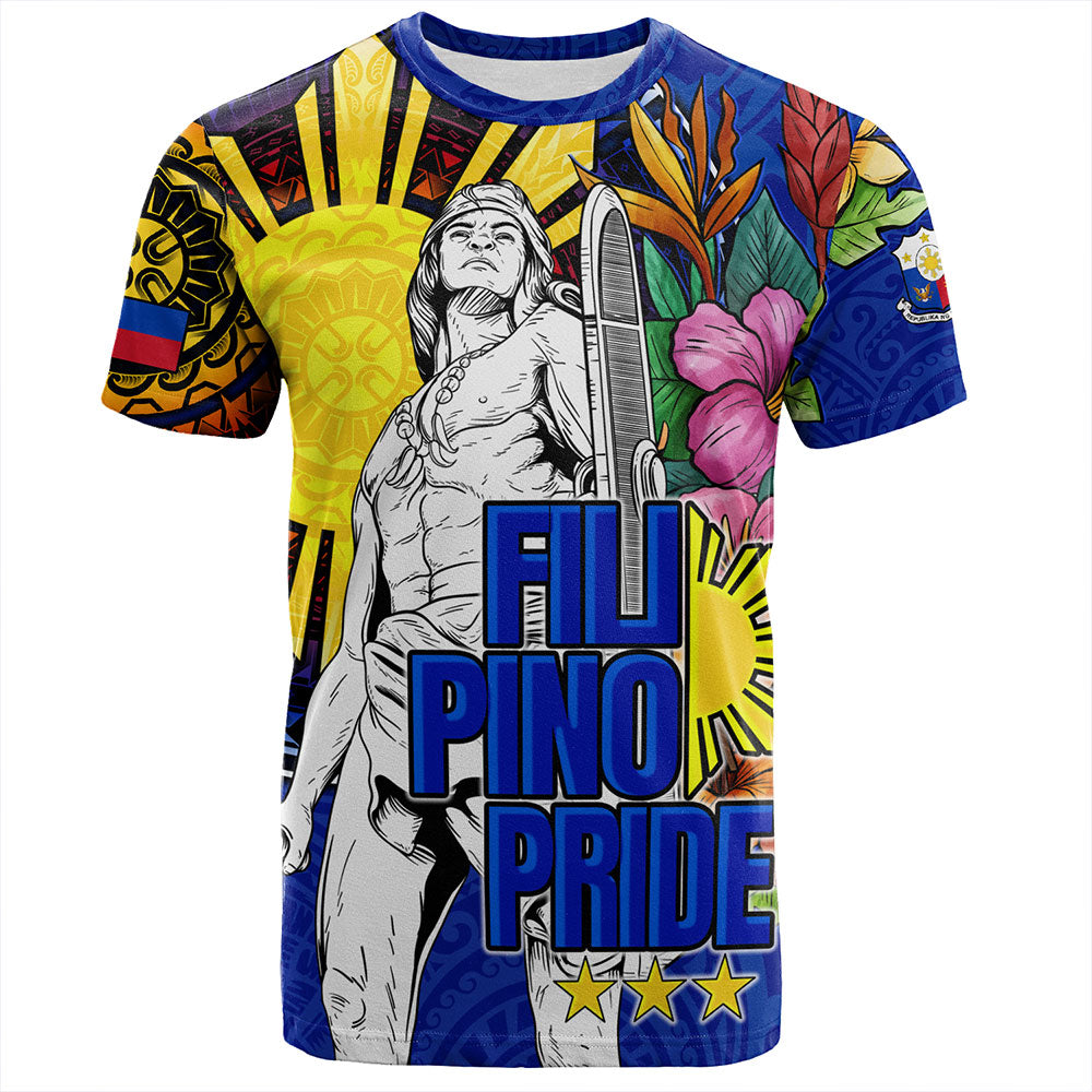Philippines Filipinos T-Shirt Lapu-lapu Hero With Philippines Flowers Style
