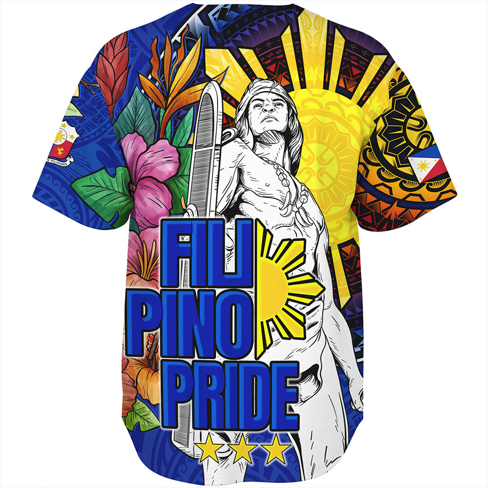 Philippines Filipinos Baseball Shirt Lapu-lapu Hero With Philippines Flowers Style