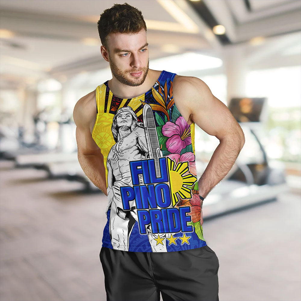 Philippines Filipinos Tank Top Lapu-lapu Hero With Philippines Flowers Style