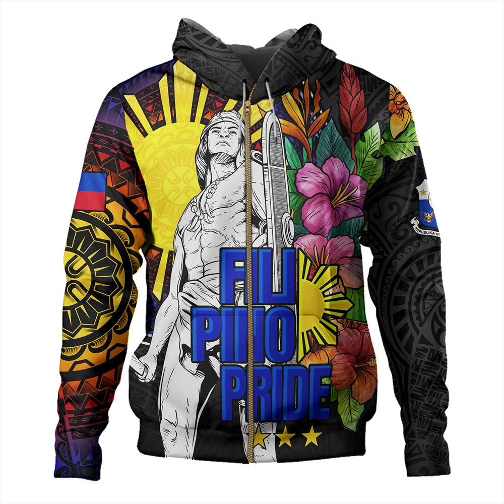 Philippines Filipinos Hoodie Lapu-lapu Hero With Philippines Flowers Style