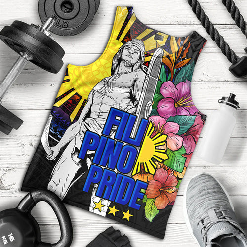 Philippines Filipinos Tank Top Lapu-lapu Hero With Philippines Flowers Style
