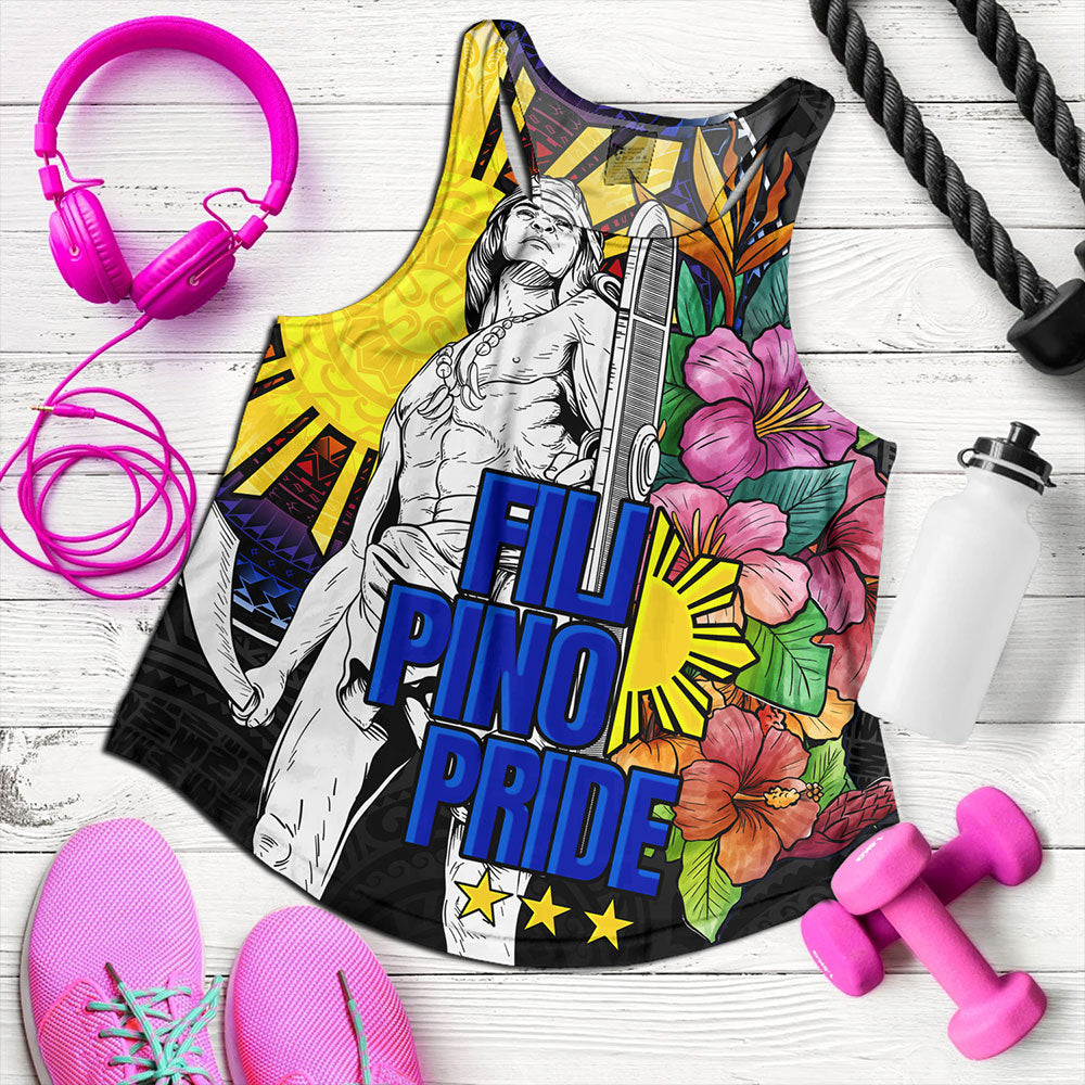 Philippines Filipinos Women Tank Lapu-lapu Hero With Philippines Flowers Style