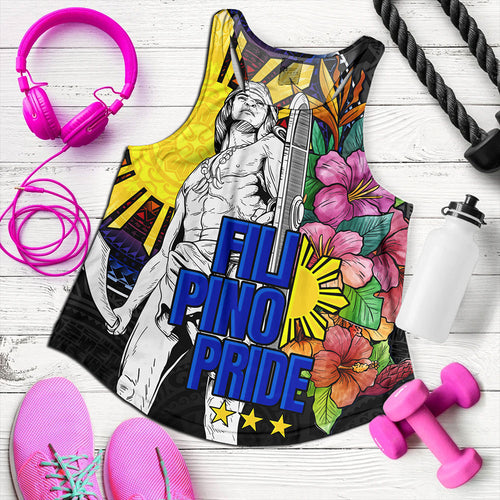 Philippines Filipinos Women Tank Lapu-lapu Hero With Philippines Flowers Style