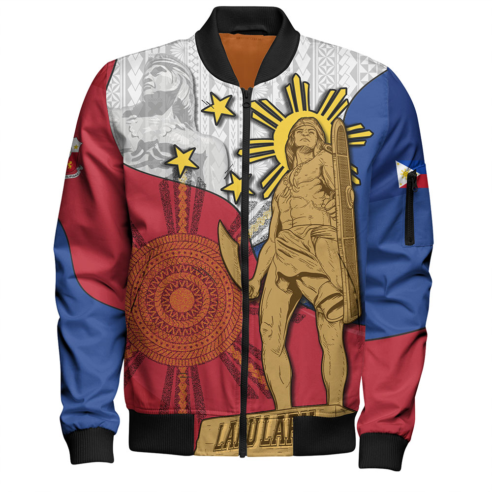 Philippines Filipinos Bomber Jacket Lapu Lapu Heroes With Sun And Flag Tribal Patterns
