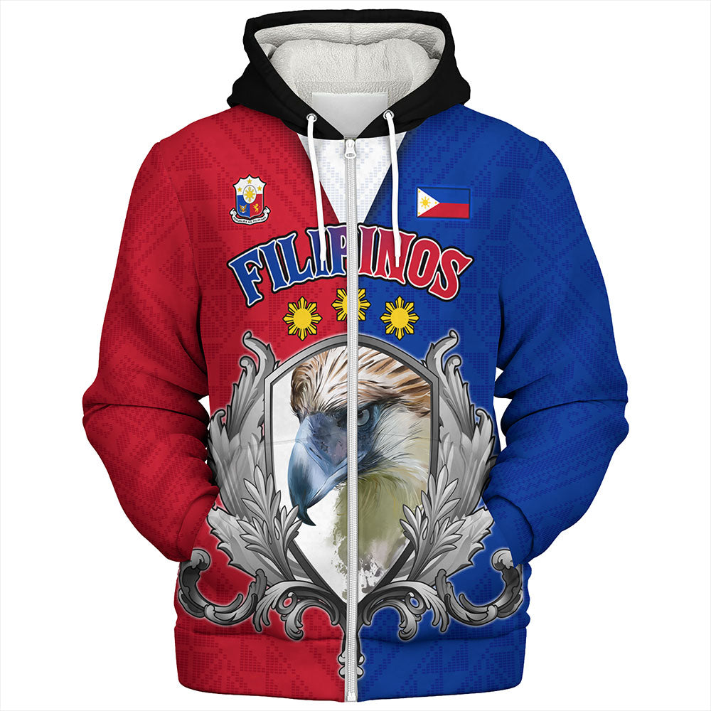 Philippines Filipinos Sherpa Hoodie The Philippine Eagle With Traditional Patterns
