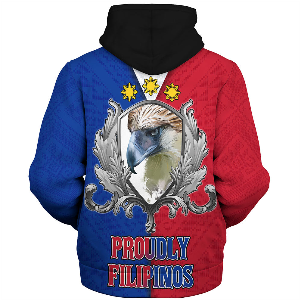 Philippines Filipinos Sherpa Hoodie The Philippine Eagle With Traditional Patterns