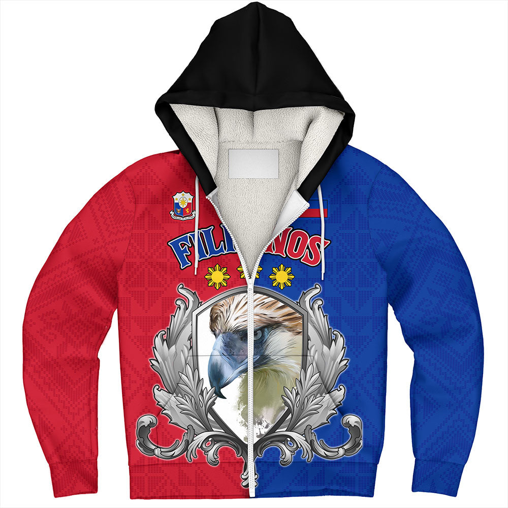 Philippines Filipinos Sherpa Hoodie The Philippine Eagle With Traditional Patterns