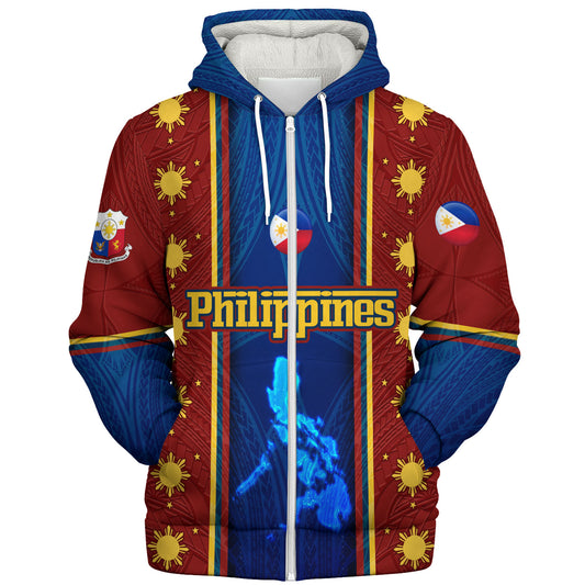 Philippines Filipinos Custom Personalised Sherpa Hoodie Tribal Sun Traditional Patterns
