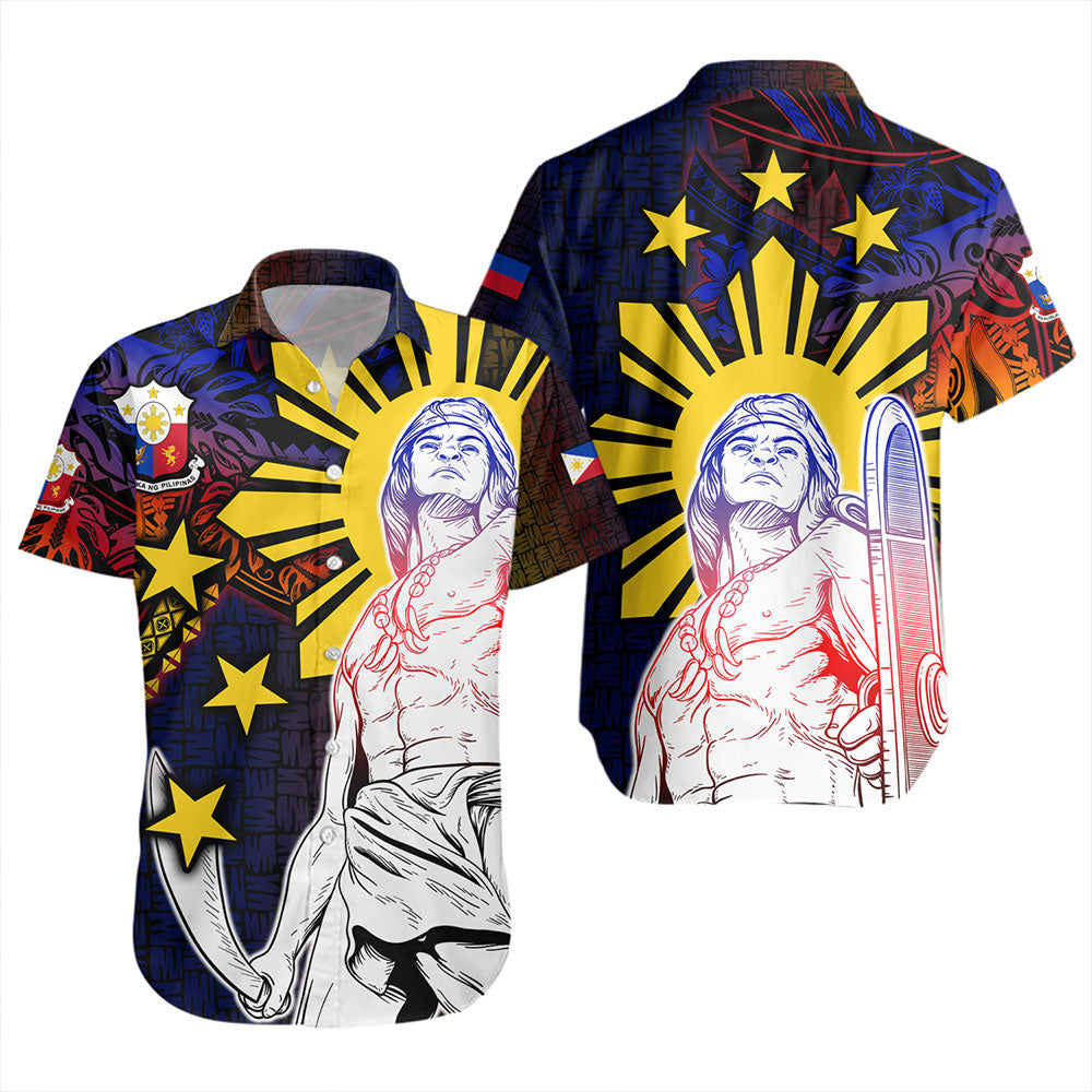 Philippines Filipinos Short Sleeve Shirt Lapu-lapu Hero With Seal Filipinos Tribal Patterns