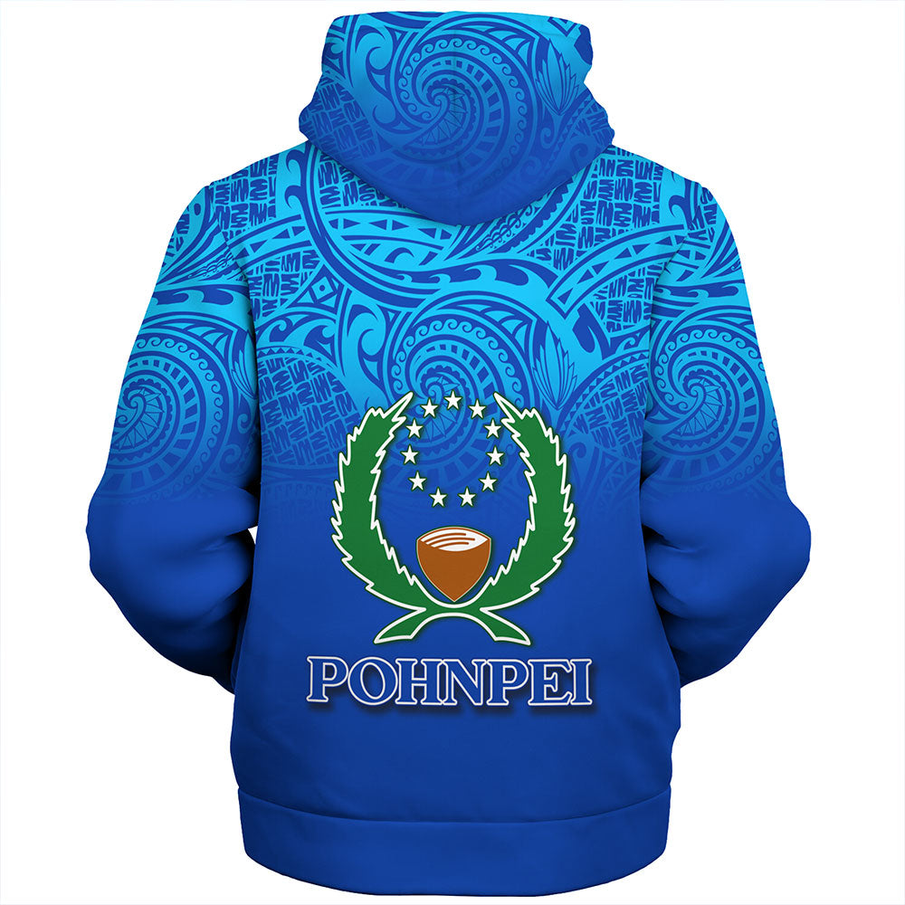 Pohnpei State Sherpa Hoodie Flag Color With Traditional Patterns