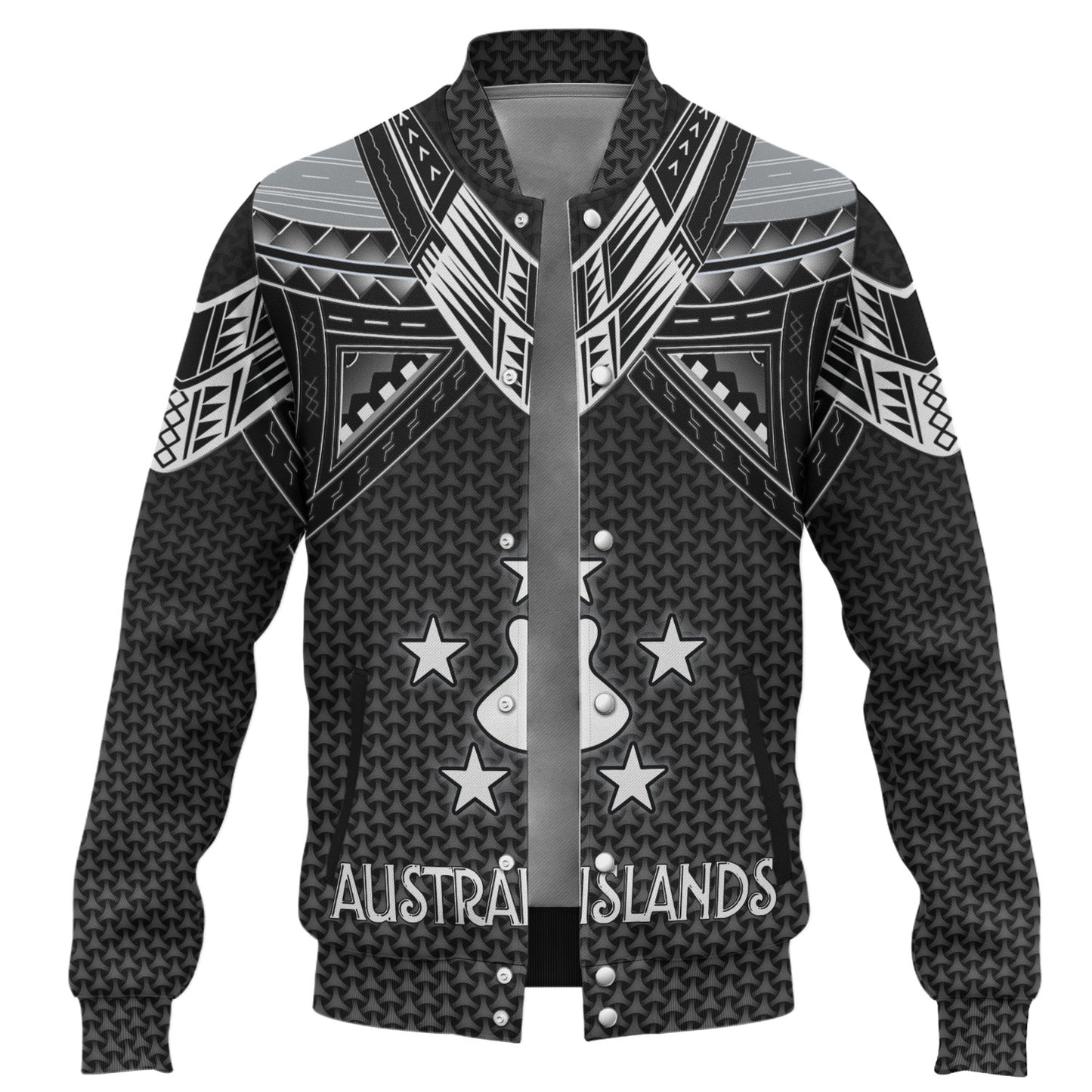 Austral Islands Custom Personalised Baseball Jacket Polynesian Tribal Tattoo