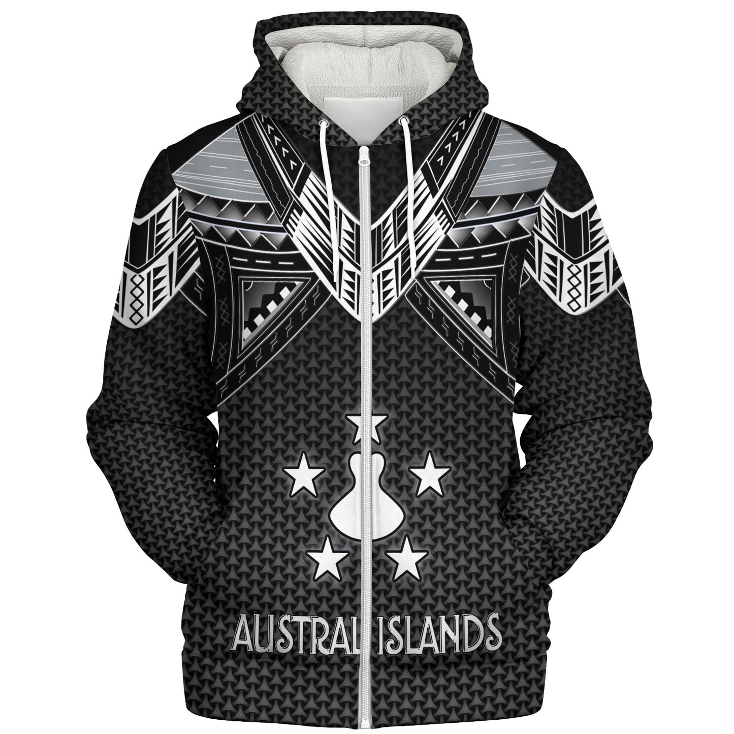 Austral Islands Custom Personalised Sherpa Hoodie Polynesian Tribal Tattoo